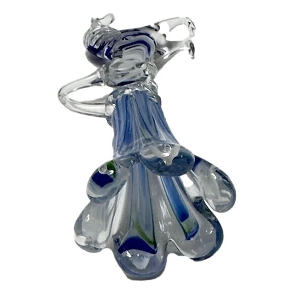 Vintage Horse Glass Candle Snuffer Blue Clear 8 inch Art Glass - Picture 2 of 7